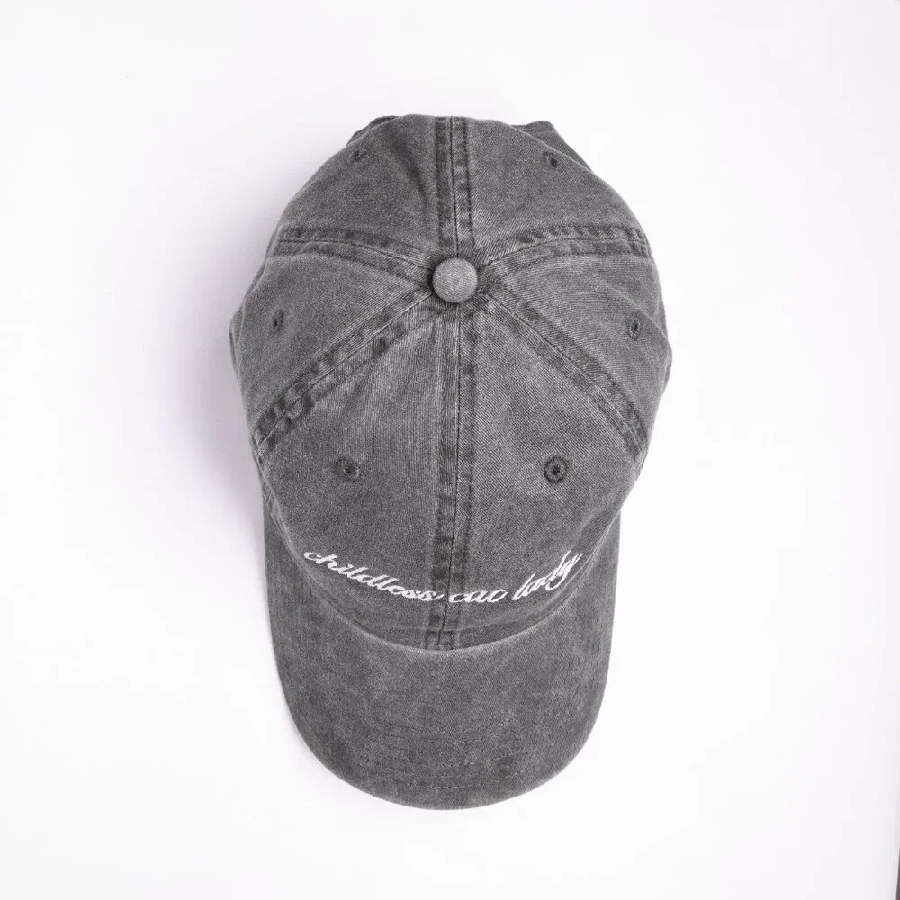 Childless Cat Lady charcoal gray dad cap hat - Picture 3 of 8
